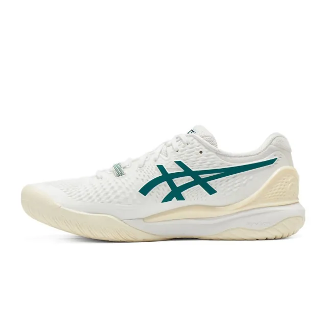 【asics 亞瑟士】GEL-RESOLUTION 9 男款 網球鞋 一般楦(1041A435-101 溫網 白綠 支撐穩定 底線型)