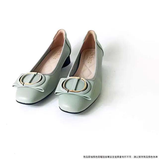 【DeSire】質感真皮金屬飾釦低跟鞋-灰色(1137014-94)