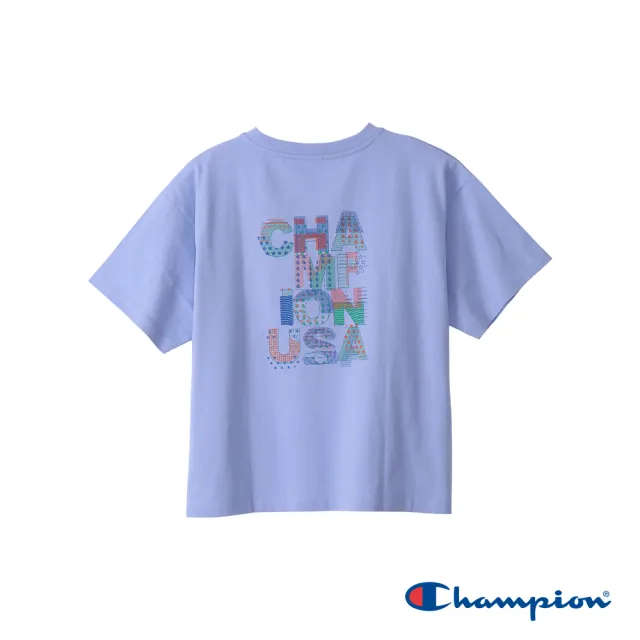 【Champion】官方直營-純棉印花短袖TEE-女(淺紫色)