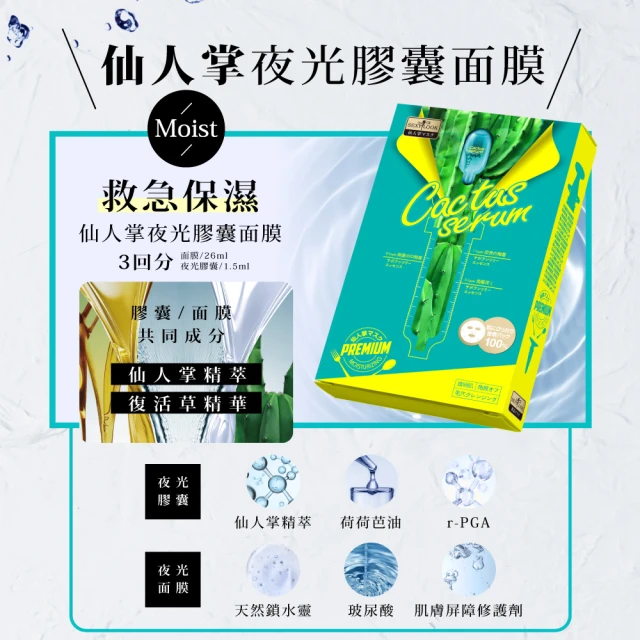 【SEXYLOOK 西西露】超級仙人掌膠囊面膜3盒組(保濕/亮白任選1組 共9片+9顆膠囊)