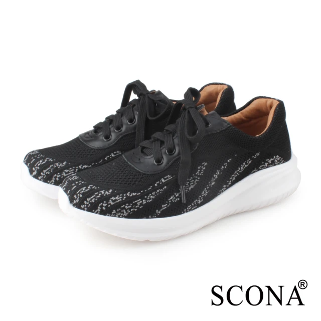 SCONA 蘇格南 輕量舒適綁帶休閒鞋(黑色 7407-1)