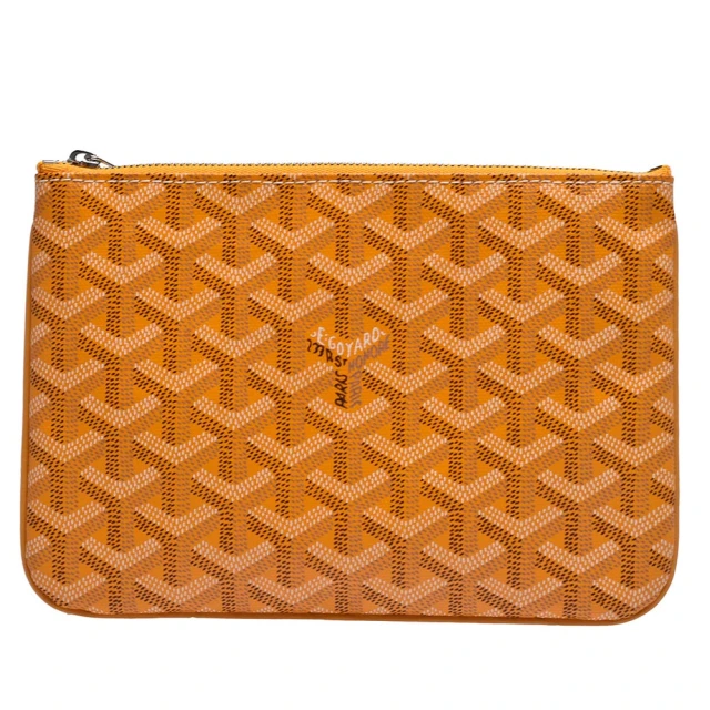 GOYARD 高雅德 經典Senat Pouch PM塗層帆布LOGO牛皮萬用拉鍊拉鍊手拿包(黃SENAT2PMLTY08CL08P-YELLOW)