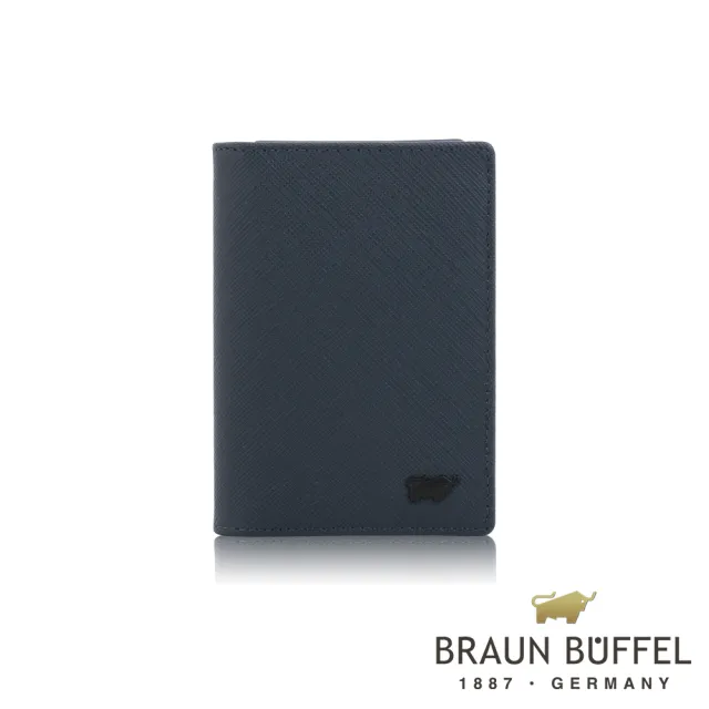 【BRAUN BUFFEL 德國小金牛】台灣總代理 洛菲諾P-II 厚型名片夾-藍色(BF347-402-NY)