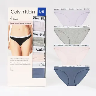 【Calvin Klein 凱文克萊】emballage 經典三角女內褲 透氣棉質 混搭色 4件一組(ck內褲4件超值組)