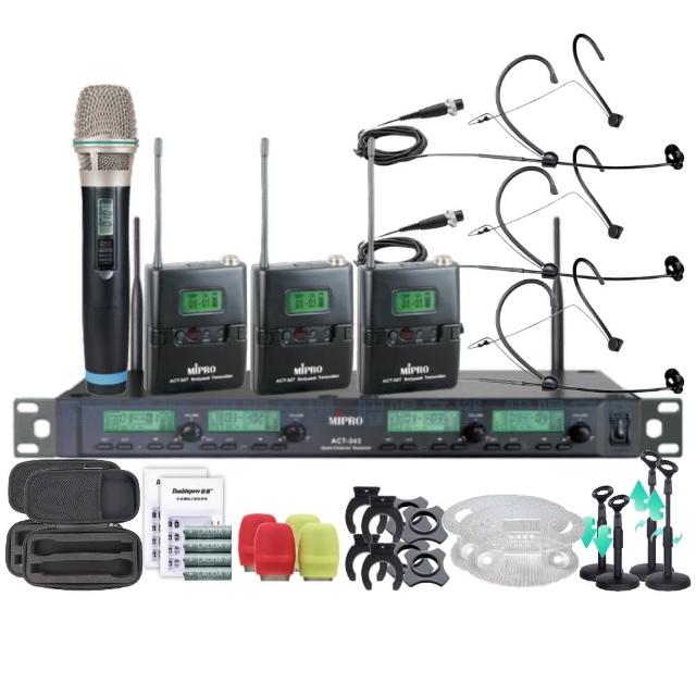 【MIPRO】MIPRO ACT-343 四頻道UHF 無線麥克風 搭配手持*1+頭戴*3(音響設備)