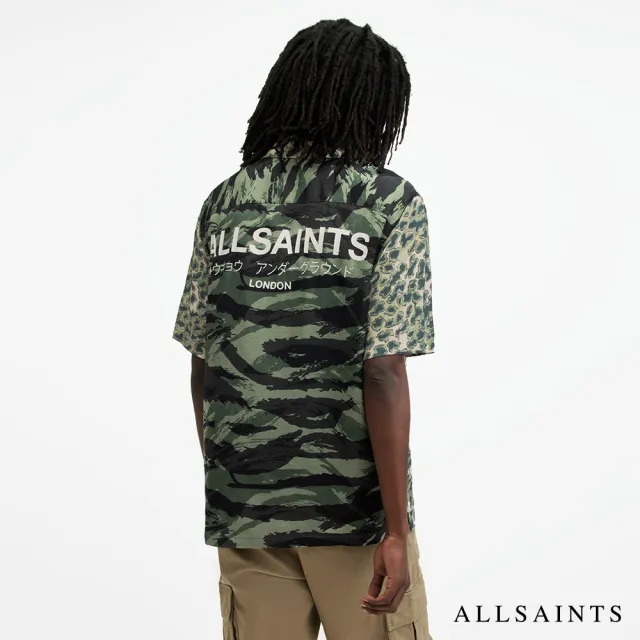 【ALLSAINTS】UNDERGROUND 人造絲迷彩印花LOGO夏威夷花襯衫(舒適版型)