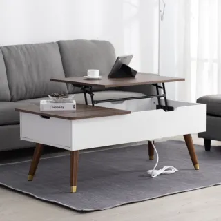 【IDEA】英倫機能木製收納升降高腳茶几/餐桌(摺疊桌)