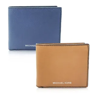 【Michael Kors】Harrison 燙印LOGO防刮皮革素面對開短夾零錢袋(多色可選)