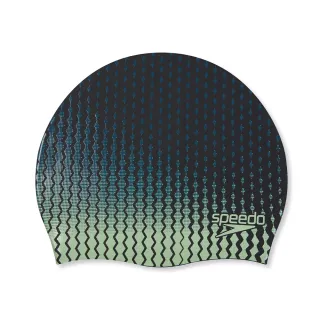 【SPEEDO】成人矽膠泳帽 Printed(黑/抹茶綠/墨綠)