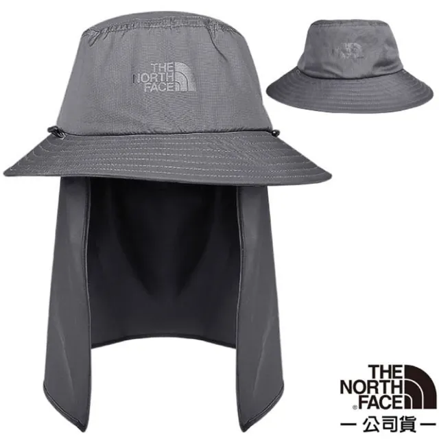 【The North Face】中性款 FLYWEIGHT BUCKET HAT 輕質透氣遮陽登山健行兩用遮陽帽(5FXD-MN8 灰色 N)