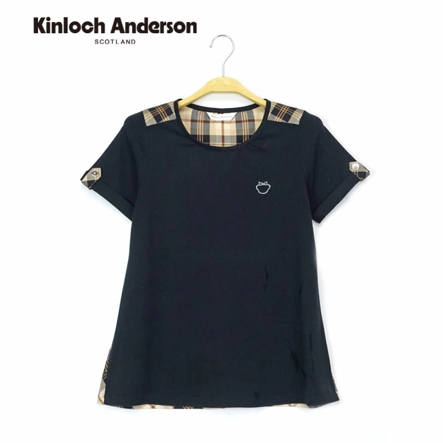 Kinloch Anderson 後格紋配飾短袖上衣 金安德森女裝(KA0655307)