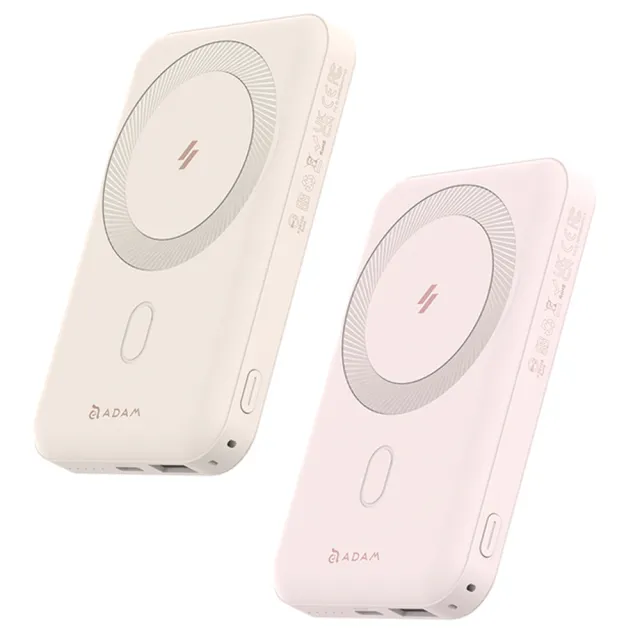 【ADAM 亞果元素】GRAVITY C2 10000mAh 最高20W 2孔輸出 磁吸無線快充行動電源(草莓牛奶＋黃金歐蕾)