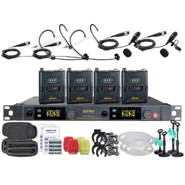 【MIPRO】MIPRO ACT-5814A 四頻道5GHz 無線麥克風 搭配領夾*2+頭戴*2(音響設備)