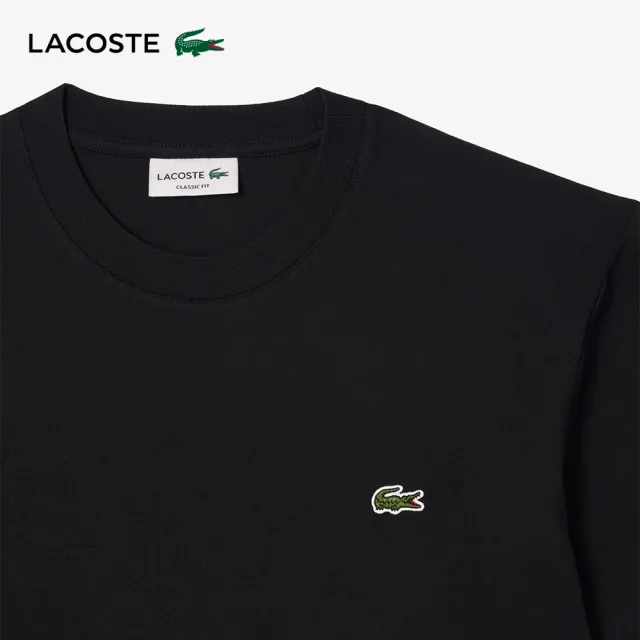 【LACOSTE】男裝-經典版型logo棉質短袖T恤(黑色)