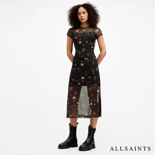 【ALLSAINTS】HANNA KORA 人造絲透膚花卉印花洋裝 W164DA(常規版型)