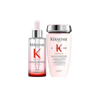 【KERASTASE 巴黎卡詩】粉漾芯生調理組(卡詩頭皮精華+洗髮精/頭皮保養/蓬鬆/養髮)