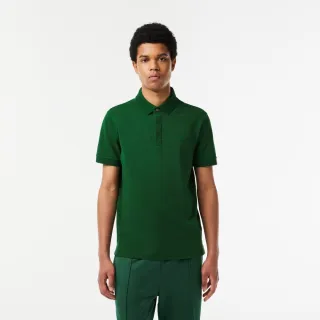 【LACOSTE】男裝-經典巴黎商務短袖Polo衫(深綠色)