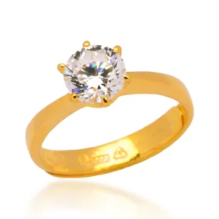 【福西珠寶】買一送珠寶盒9999黃金戒指  經典六爪鑽戒(金重：1.28錢+-0.03錢)