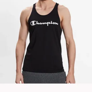 【Champion】官方直營-100%棉草寫LOGO印花坦克背心-男(黑色)
