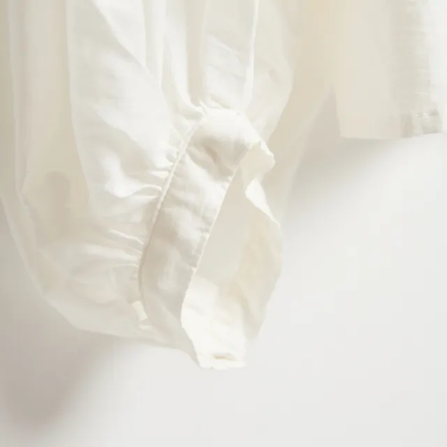 【SOMETHING】女裝 泡泡袖造型長袖襯衫(白色)