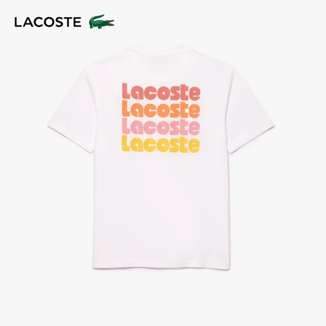 【LACOSTE】男裝-水洗效果Lacoste 印花短袖T恤(白色)