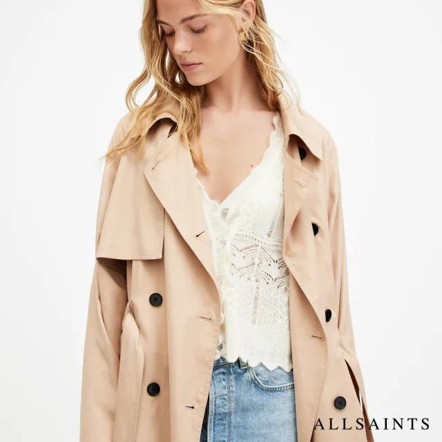 【ALLSAINTS】KIKKI 輕薄雙排扣風衣外套 W043OA(舒適版型)