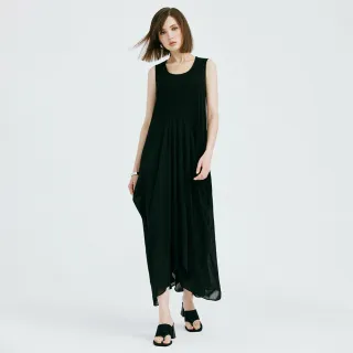 【MOMA】拼接造型長洋裝(黑色)