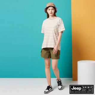 【JEEP】女裝 抗撕裂多口袋工裝工裝短褲(綠)