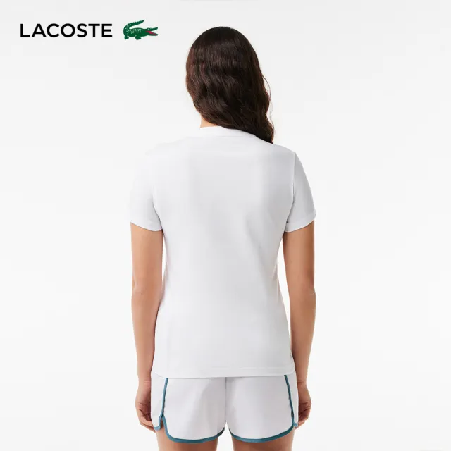 【LACOSTE】女裝-有機棉快乾素面短袖T恤(白色)