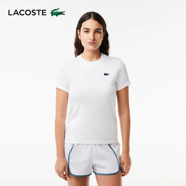 【LACOSTE】女裝-有機棉快乾素面短袖T恤(白色)