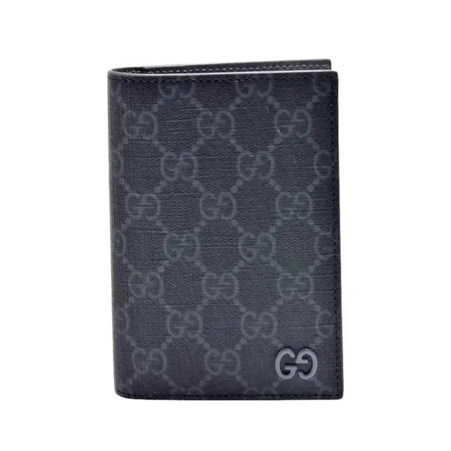 【GUCCI 古馳】經典GG Supreme帆布牛皮襯裡護照夾(黑色795229-FACQC-1048)