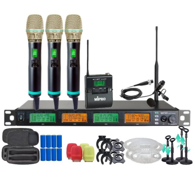 【MIPRO】MIPRO ACT-545 支援Type-C充電 四頻道UHF無線麥克風 搭配手持*3+領夾*1(音響設備)