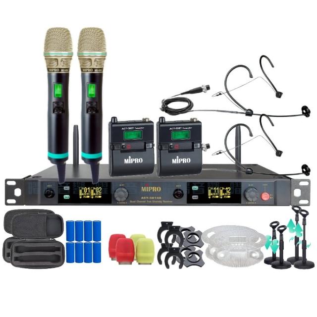 【MIPRO】MIPRO ACT-5814A 支援Type-C充電 四頻道5G無線麥克風 搭配手持*2+頭戴*2(音響設備)