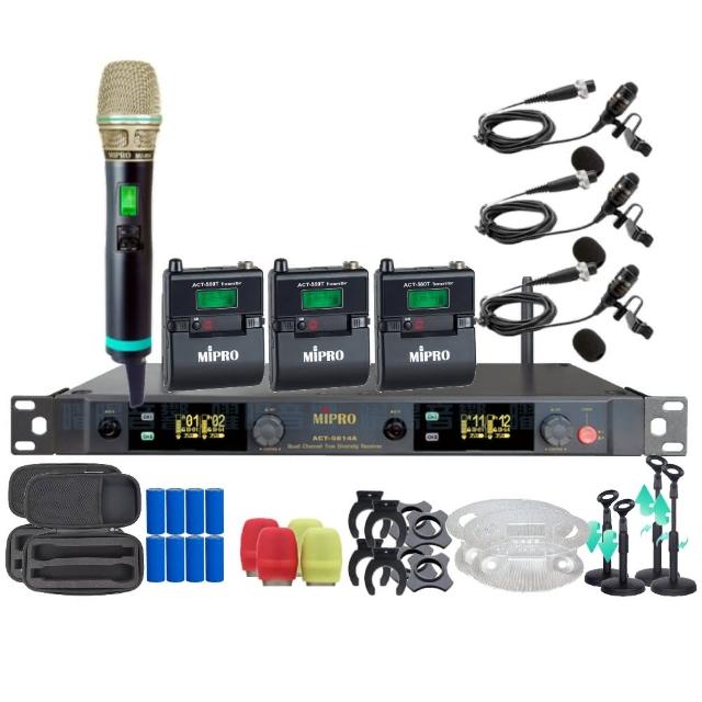 【MIPRO】MIPRO ACT-5814A 支援Type-C充電 四頻道5G無線麥克風 搭配手持*1+領夾*3(音響設備)