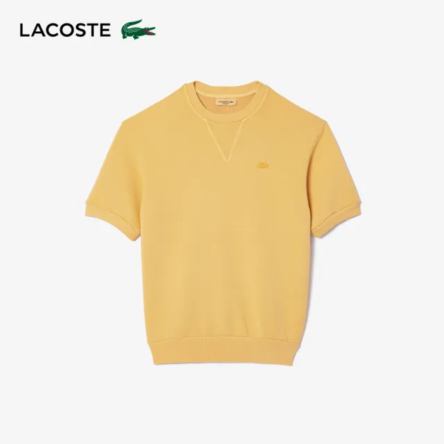 【LACOSTE】女裝-天然染色棉質抓絨短袖T恤(黃色)