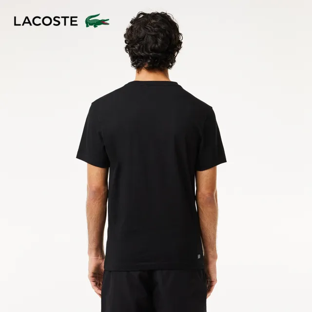 【LACOSTE】男裝-運動快乾鱷魚紋印花短袖T恤(黑色)