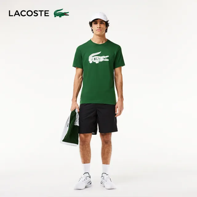 【LACOSTE】男裝-運動快乾鱷魚紋印花短袖T恤(綠色)