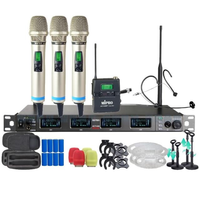 【MIPRO】MIPRO ACT-848 支援Type-C充電 四頻道數位無線麥克風 搭配手持*3+頭戴*1(音響設備)