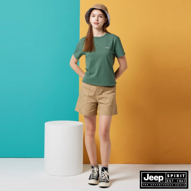 JEEP 女裝 率性大口袋百搭短褲(卡其)