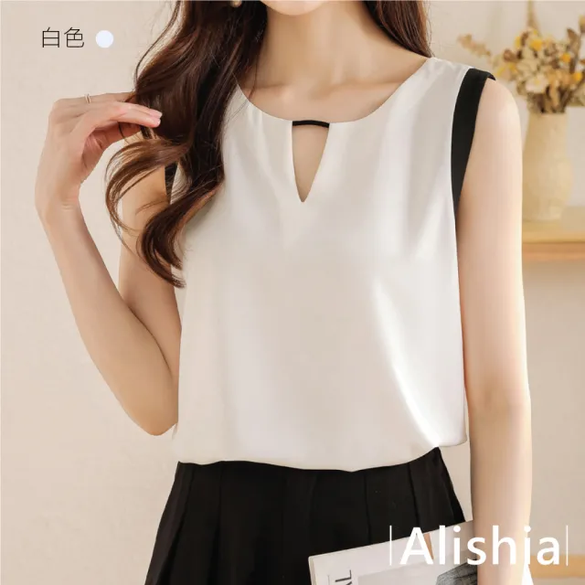 【Alishia】高級經典款無袖寬鬆顯瘦雪紡衫 S-2XL(現+預  白 / 黑)