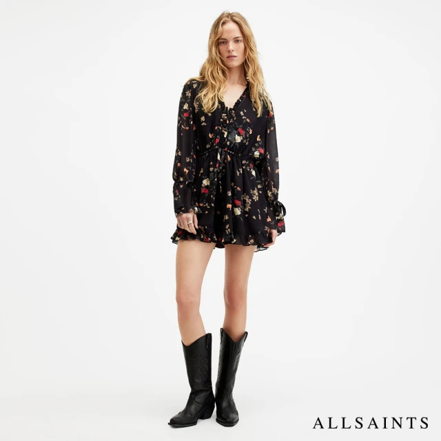 ALLSAINTS KORA 人造絲花卉印花連身短洋裝 W006TA(常規版型)