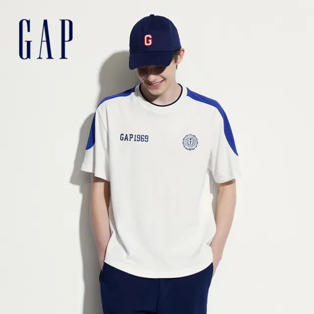 【GAP】男裝 Logo純棉印花圓領短袖T恤-白色(496386)