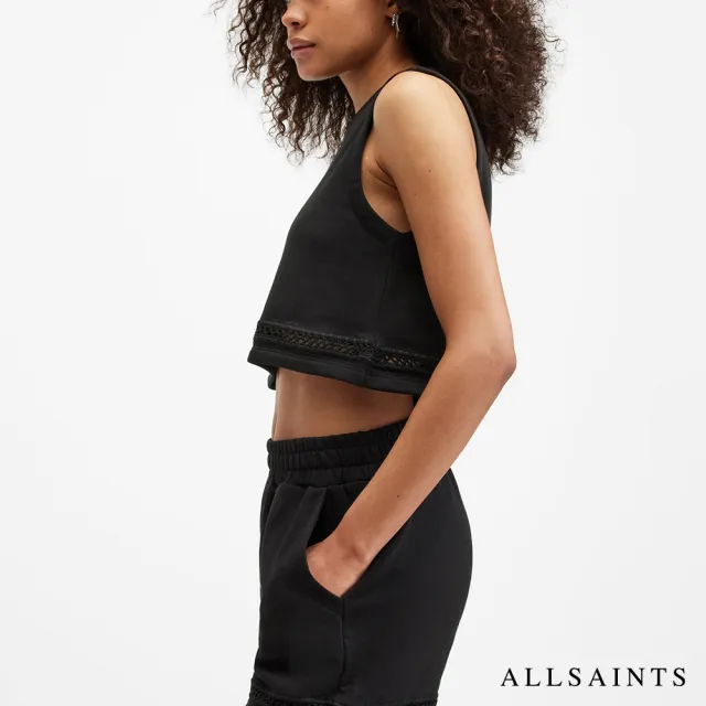 【ALLSAINTS】EWELINA 厚實純棉短版背心-黑 W074JA(常規版型)