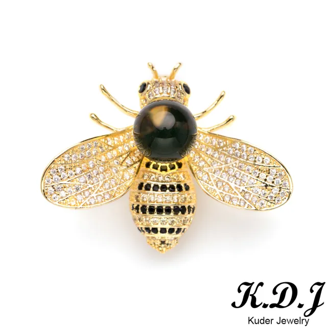 【K.D.J 圓融珠寶】天然藍珀蜜蜂胸針(可當墜飾)