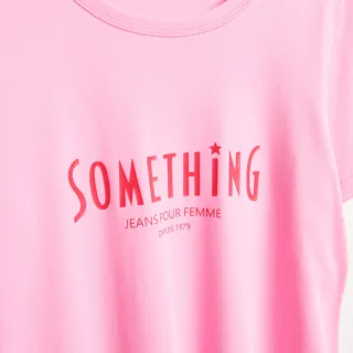 【SOMETHING】女裝 基本星星印花短袖T恤(粉紅色)