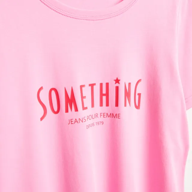 【SOMETHING】女裝 基本星星印花短袖T恤(粉紅色)