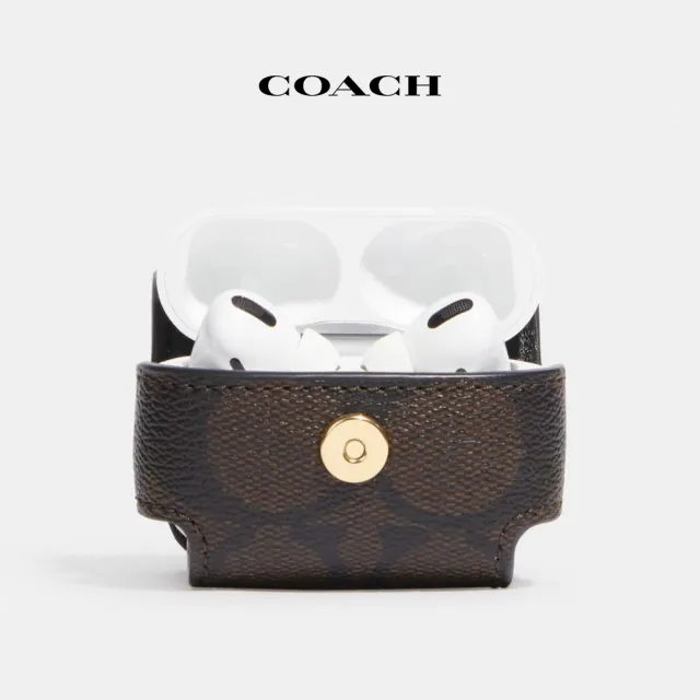 【COACH蔻馳官方直營】經典Logo 大號無線耳機盒-IM/棕色/黑色(CF284)