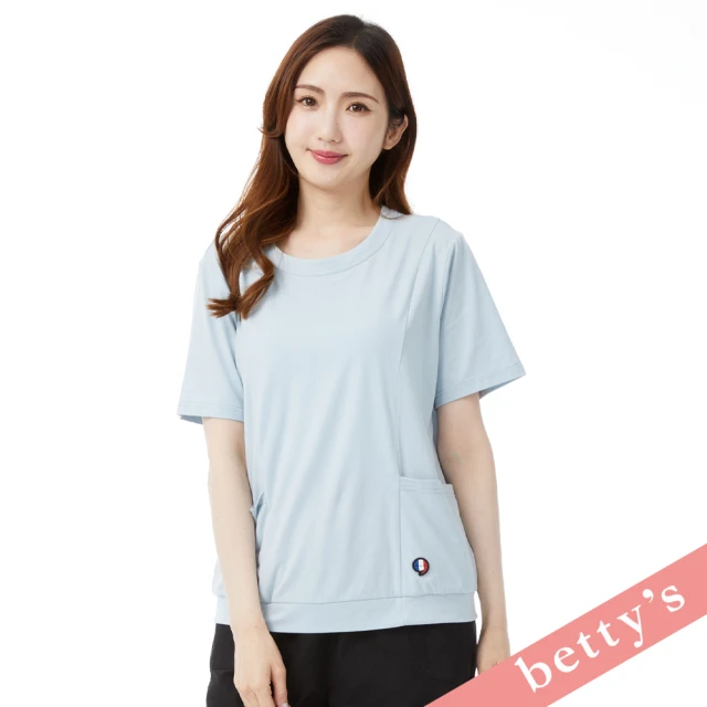 betty’s 貝蒂思betty’s 貝蒂思 素面百搭雙口袋剪裁T-shirt(淺藍)