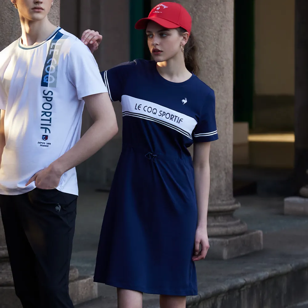 【LE COQ SPORTIF 公雞】休閒經典短袖連身裙 女款-2色-LWT22323