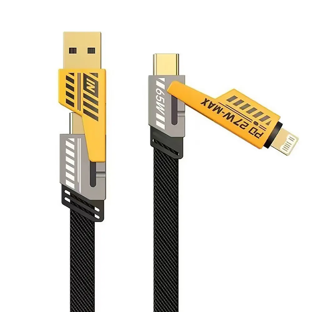 【WUMING】四合一PD閃充 65W 25公分(USB-A+C to Lightning+USB-C)